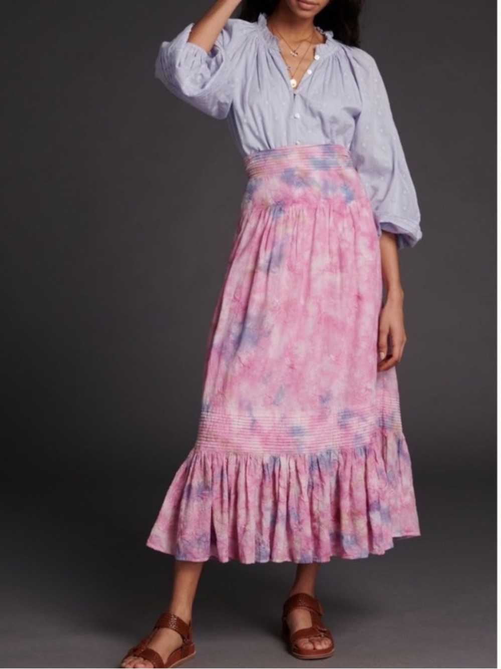 Anthropologie tie-dye skirt sz L